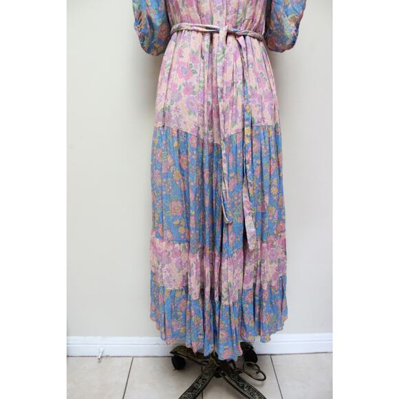 Spell & The Gypsy Juniper Rae Colorblock Floral Tiered Maxi Dress Gown Small - Picture 4 of 7